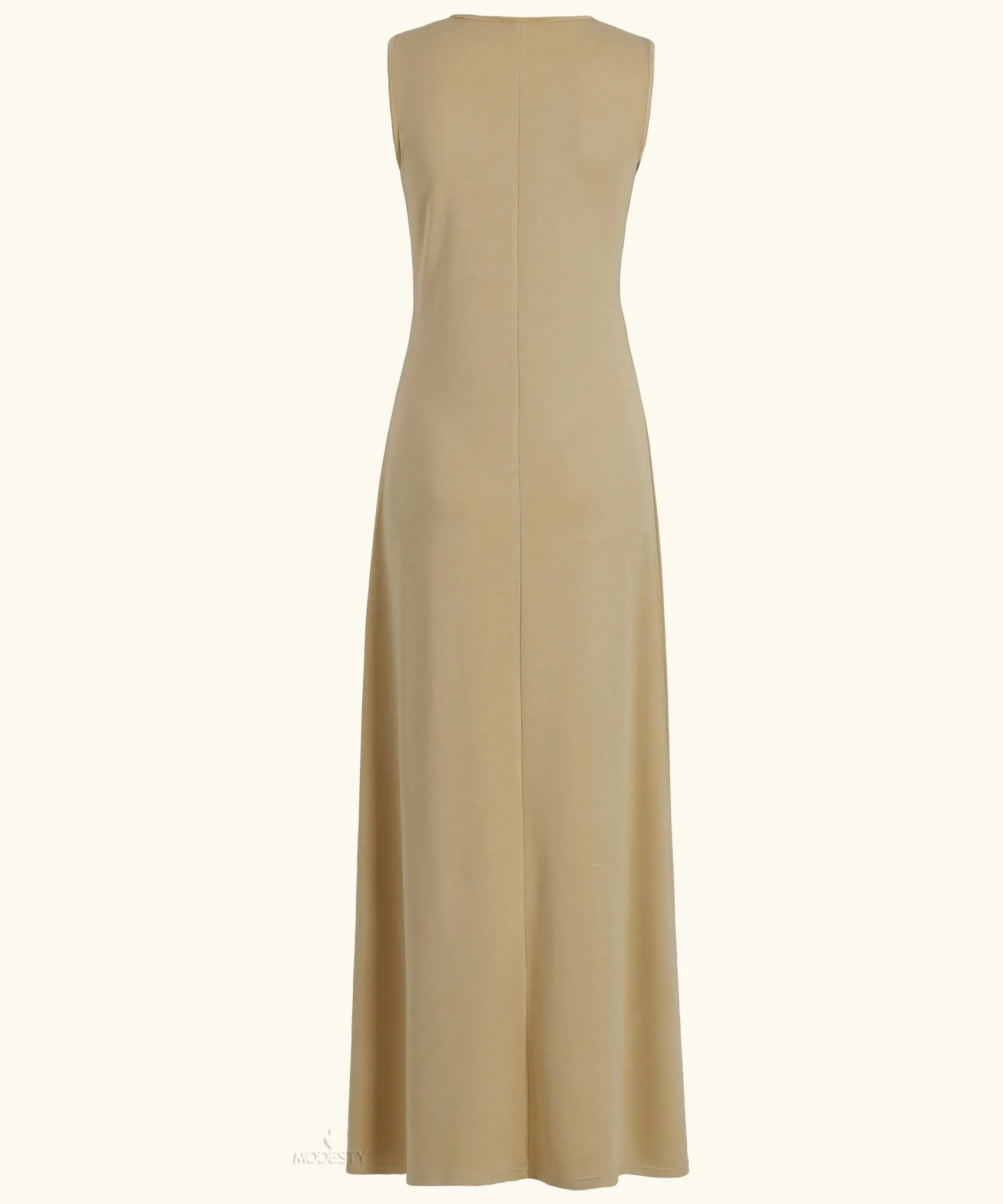 Tan Sleeveless Maxi Slip Dress
