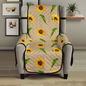 Tan With Rustic Sunflower Pattern 23" Chair Sofa Protector Cover Farmhouse Decor