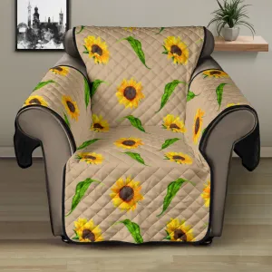 Tan With Rustic Sunflower Pattern 28" Recliner Sofa Protector Slip Cover Farmhouse Decor