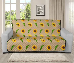 Tan With Rustic Sunflower Pattern 70" Futon Sofa Protector Farmhouse Home Decor