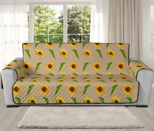 Tan With Rustic Sunflower Pattern 78" Seat Width Sofa Protector Couch Slip Cover