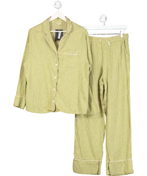 TBCO Green Cotton Pyjamas In Olive Houndstooth UK M