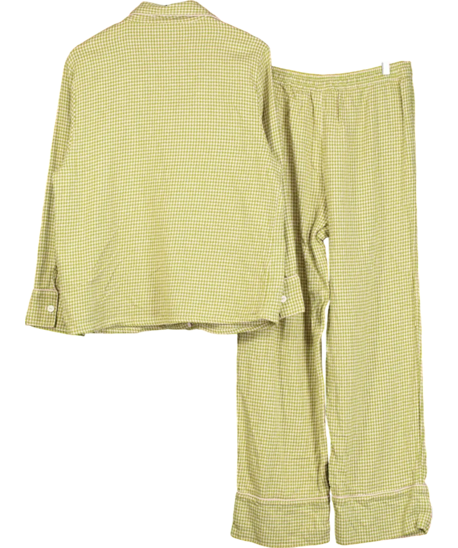 TBCO Green Cotton Pyjamas In Olive Houndstooth UK M