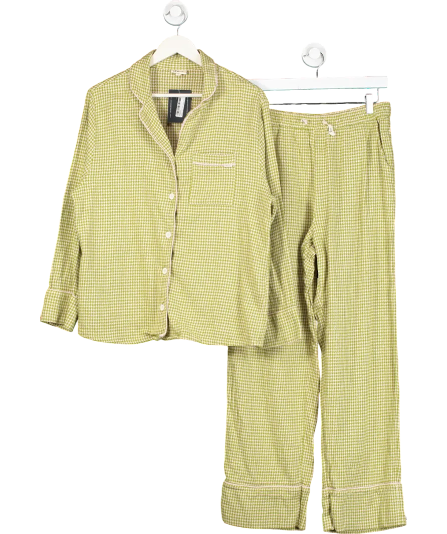 TBCO Green Cotton Pyjamas In Olive Houndstooth UK M