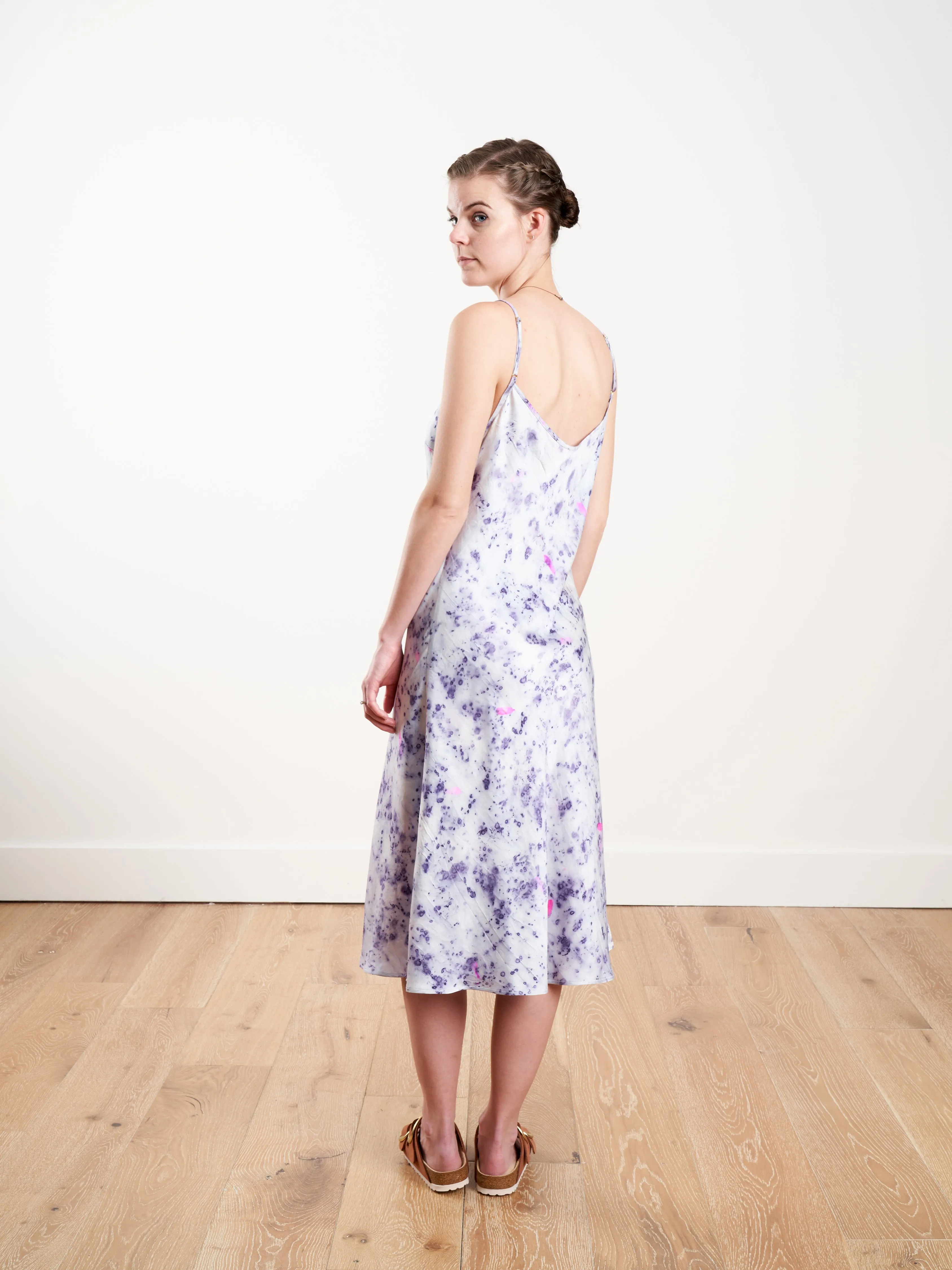 tea length slip - purple carnation