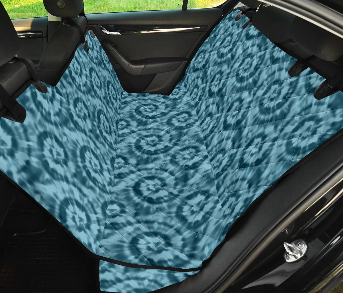 Teal Tie Dye Pet Back Seat Cover