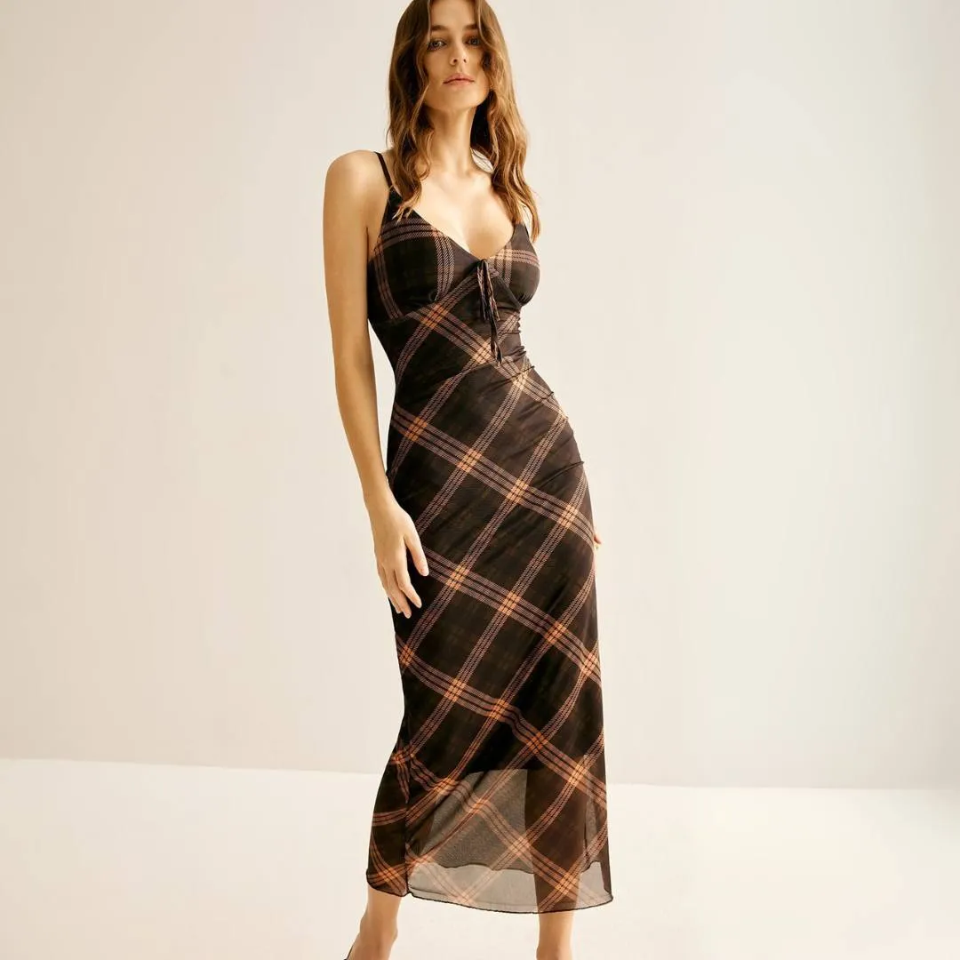 Tegan™ | Trendy Plaid Slip Dress