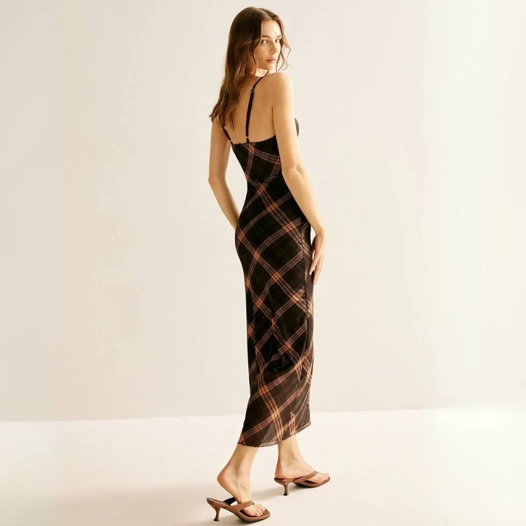 Tegan™ | Trendy Plaid Slip Dress