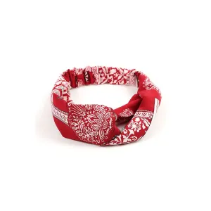 The Bandana Headband in White on Red
