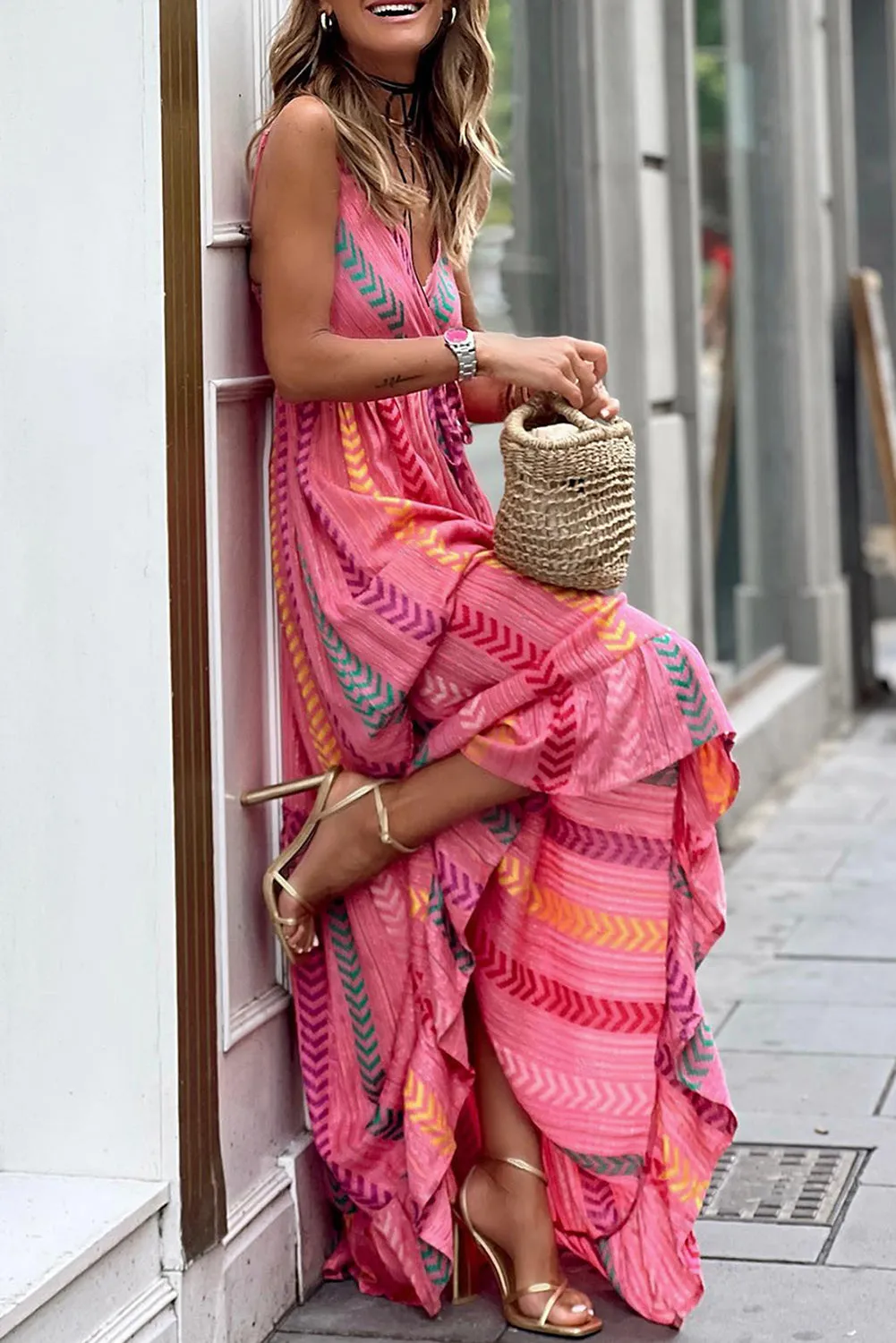 The Blush Desert Dream Wrap Maxi Dress