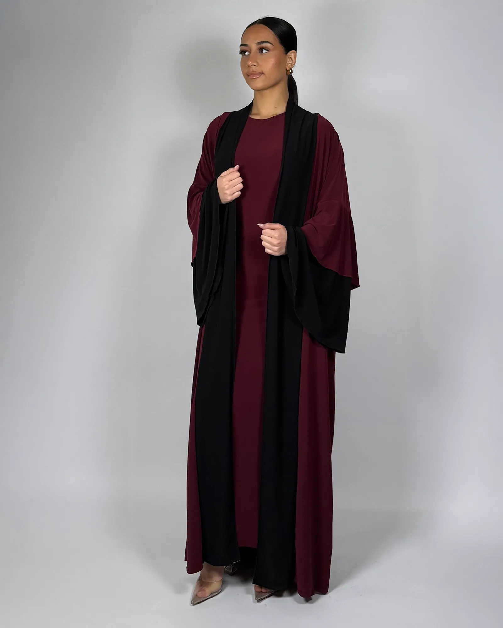 The Burgundy/Black Moonlight Abaya
