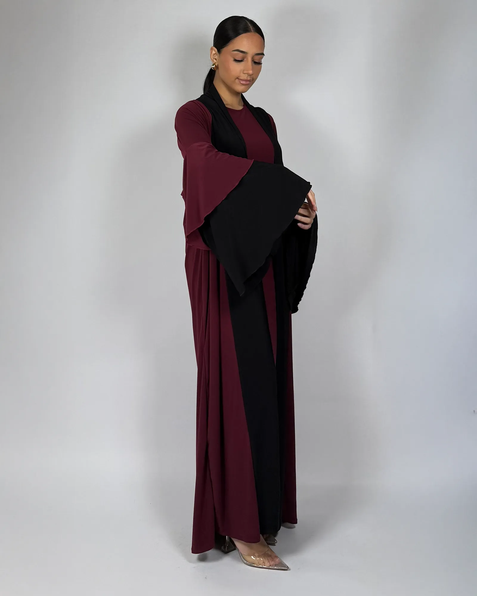 The Burgundy/Black Moonlight Abaya