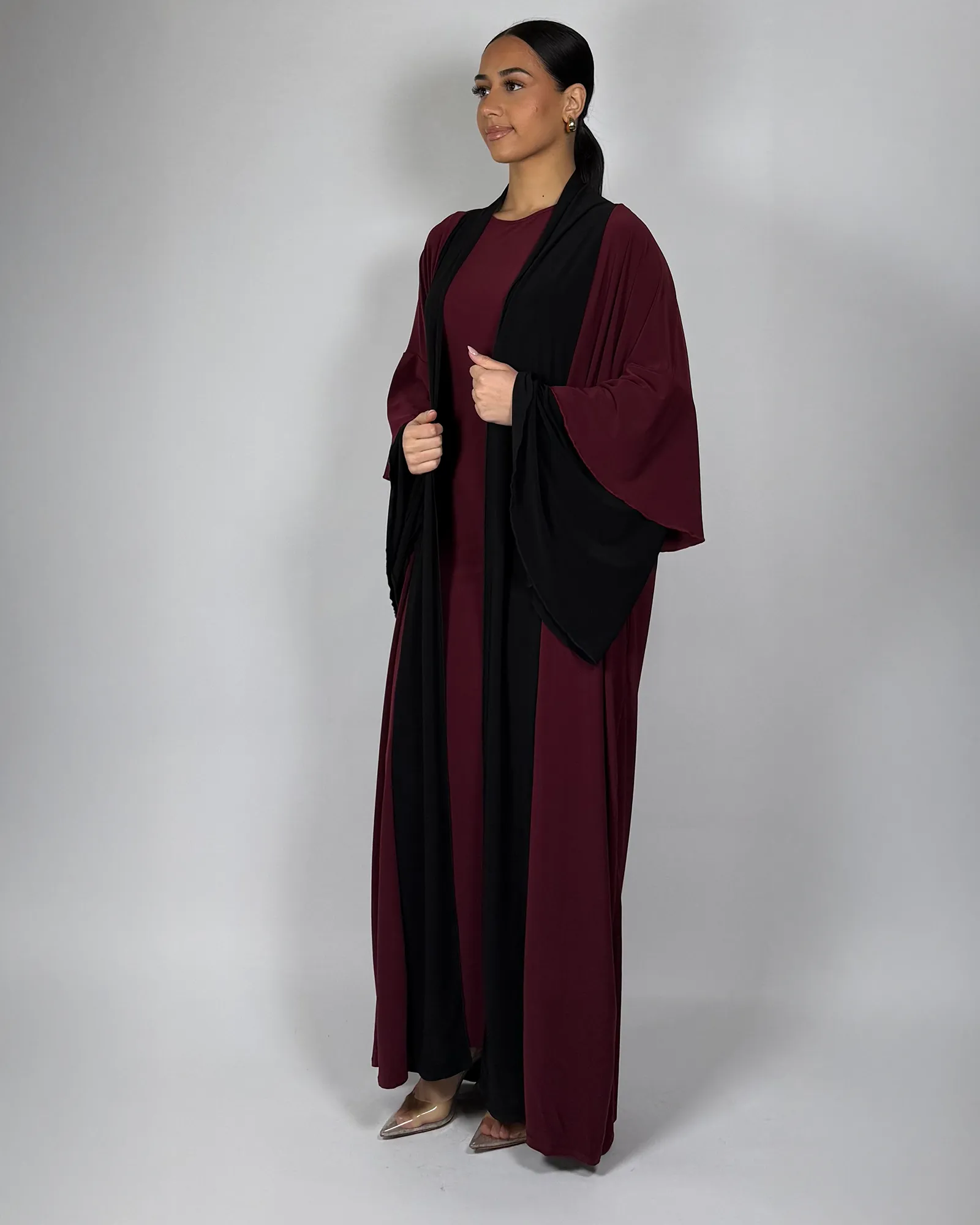 The Burgundy/Black Moonlight Abaya