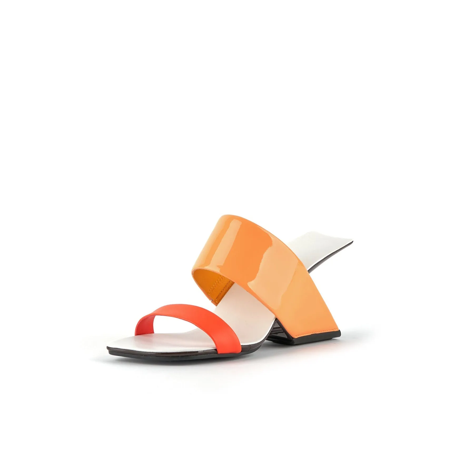 The Juicy Topic Leather Heel Sandal - Orange