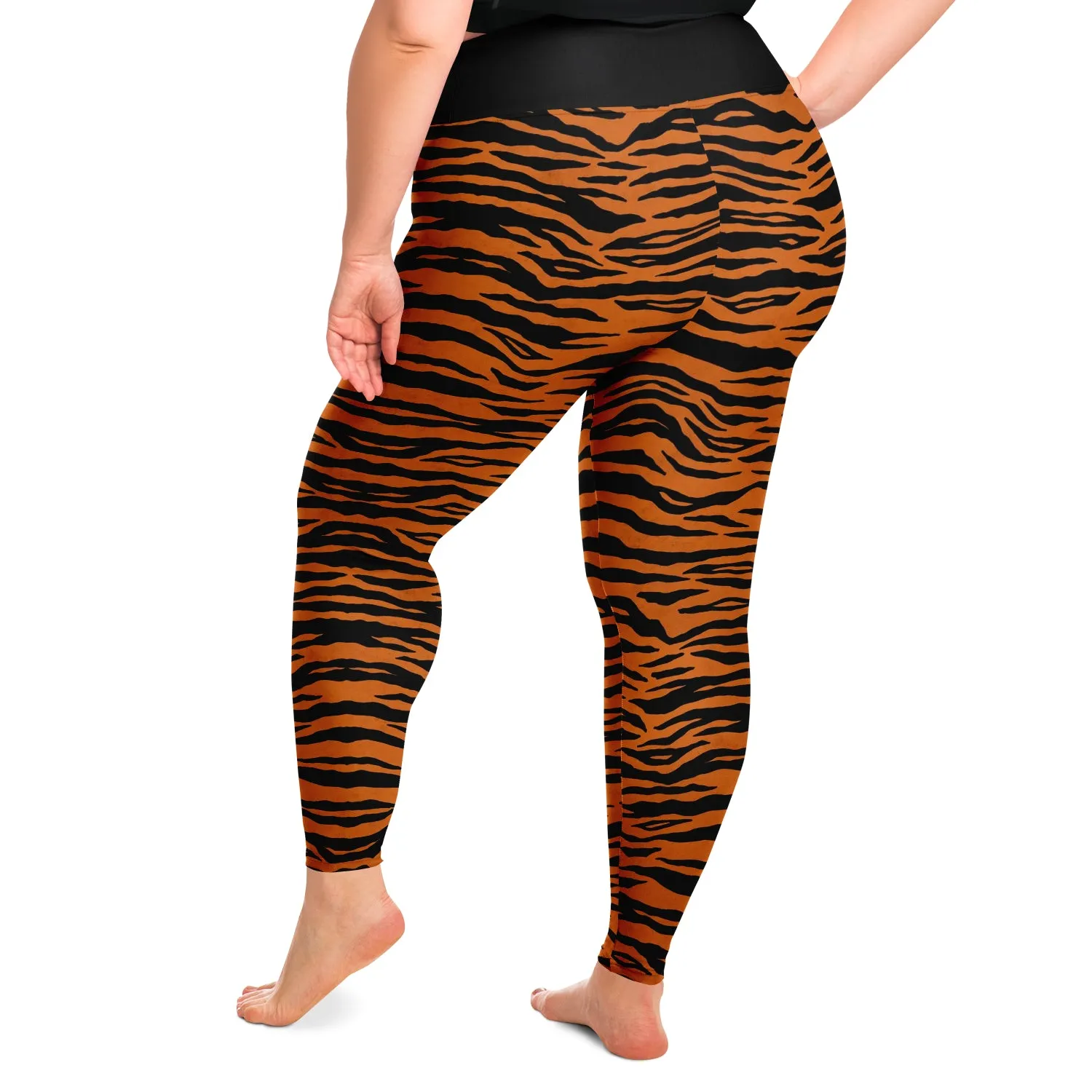 Tiger Print Plus Size Leggings Orange and Black 2X - 6X Squat Proof