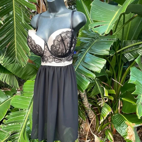 Torrid lace and sheer mesh, underwire, baby doll or slip
