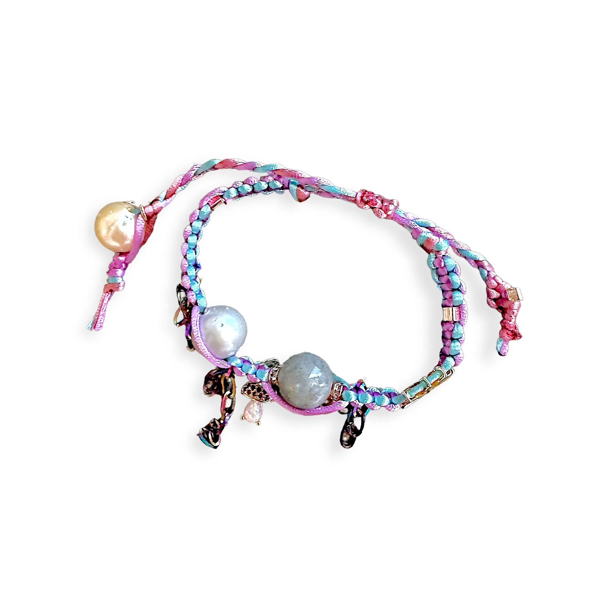 TRIPPY BARBIE PEARL LABRADORITE SILK ROCKER BRACELET