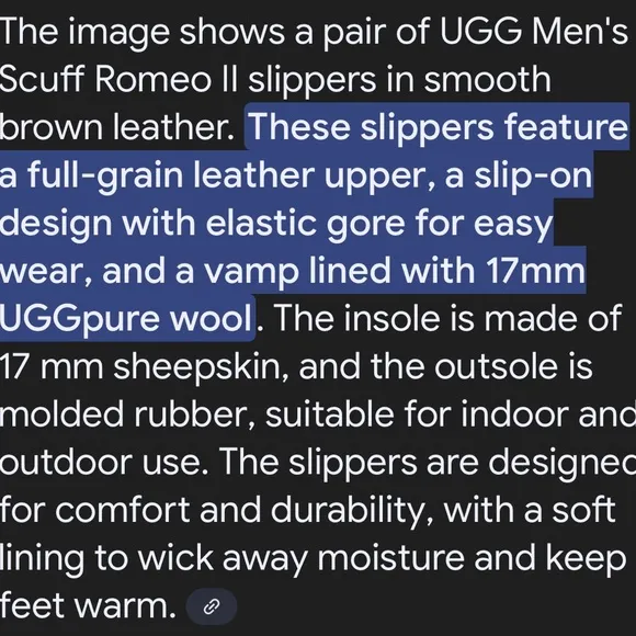 UGG Brown Leather Sheepskin Sherpa Lined Scuff Romeo Slippers Mens 14