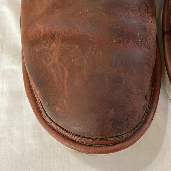 Ugg Men’s Fleece Lined Boots size 14 M Brown Leather Comfort Slippers Relaxed