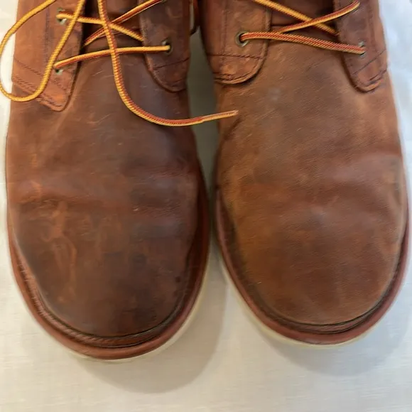 Ugg Men’s Fleece Lined Boots size 14 M Brown Leather Comfort Slippers Relaxed