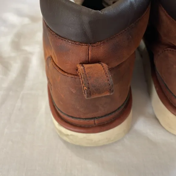Ugg Men’s Fleece Lined Boots size 14 M Brown Leather Comfort Slippers Relaxed