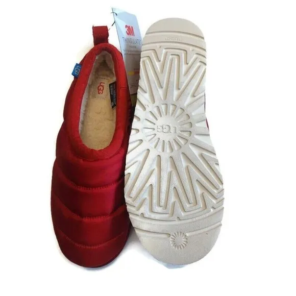 UGG Tasman LTA Puffer Sheepskin Slippers Mens Size 10 Thinsulate 1127735 Red