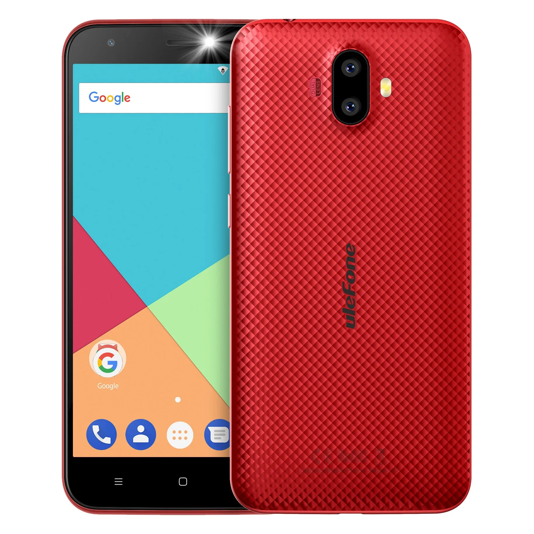 Ulefone S7 1GB RAM 8GB ROM Smartphone 5.0 inch IPS HD Display Android 7.0 Dual Camera 3G Mobile Phone Red
