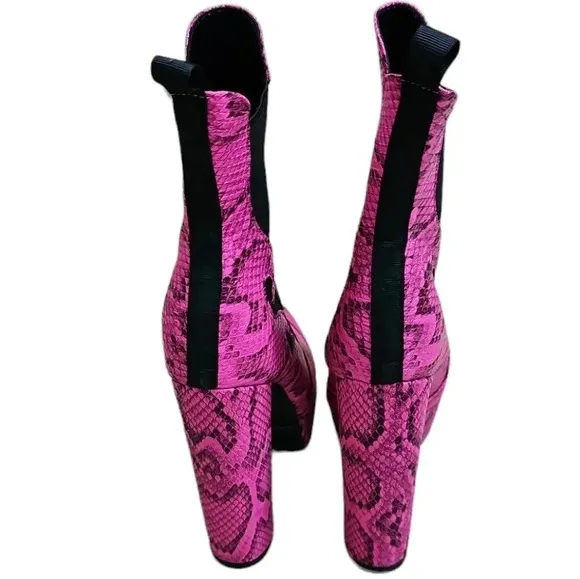 Unbranded Size 8.5 EURO 39 Hot Pink Snakeskin Chelsea Platform Grunge Y2K Boots
