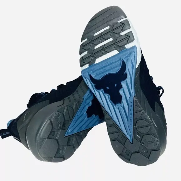 Under Armour UA GS Project Rock 3 Navy Blue Run Shoes Sneakers Kids 3023270-400