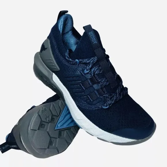 Under Armour UA GS Project Rock 3 Navy Blue Run Shoes Sneakers Kids 3023270-400