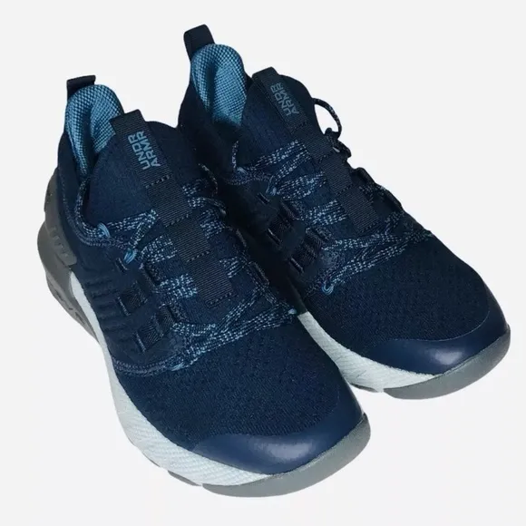 Under Armour UA GS Project Rock 3 Navy Blue Run Shoes Sneakers Kids 3023270-400