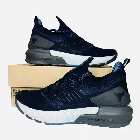 Under Armour UA GS Project Rock 3 Navy Blue Run Shoes Sneakers Kids 3023270-400