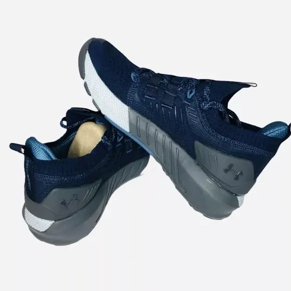 Under Armour UA GS Project Rock 3 Navy Blue Run Shoes Sneakers Kids 3023270-400