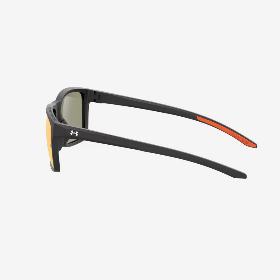 Under Armour UA Hustle Mirror Sunglasses Shiny Black Frame