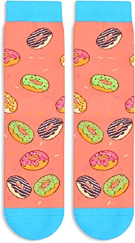 Unisex Donut Socks, Donut Lover Gift, Funny Food Socks, Novelty Donut Gifts, Gift Ideas for Men Women, Funny Donut Socks for Donut Lovers, Valentines Gifts, Christmas Gifts