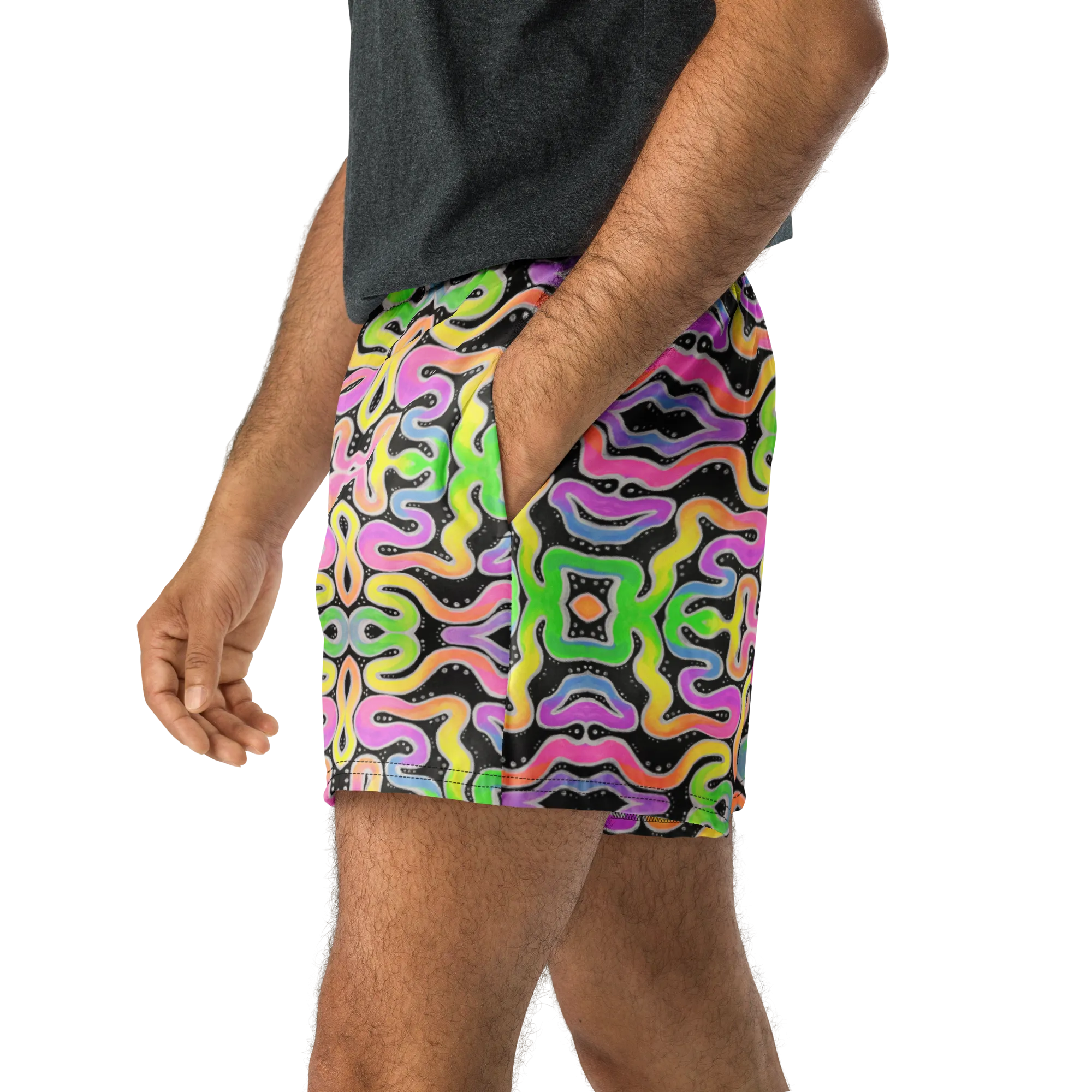Unisex Running Shorts (Recycled Material)- "Neon Spaghetti" Design