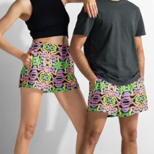 Unisex Running Shorts (Recycled Material)- "Neon Spaghetti" Design