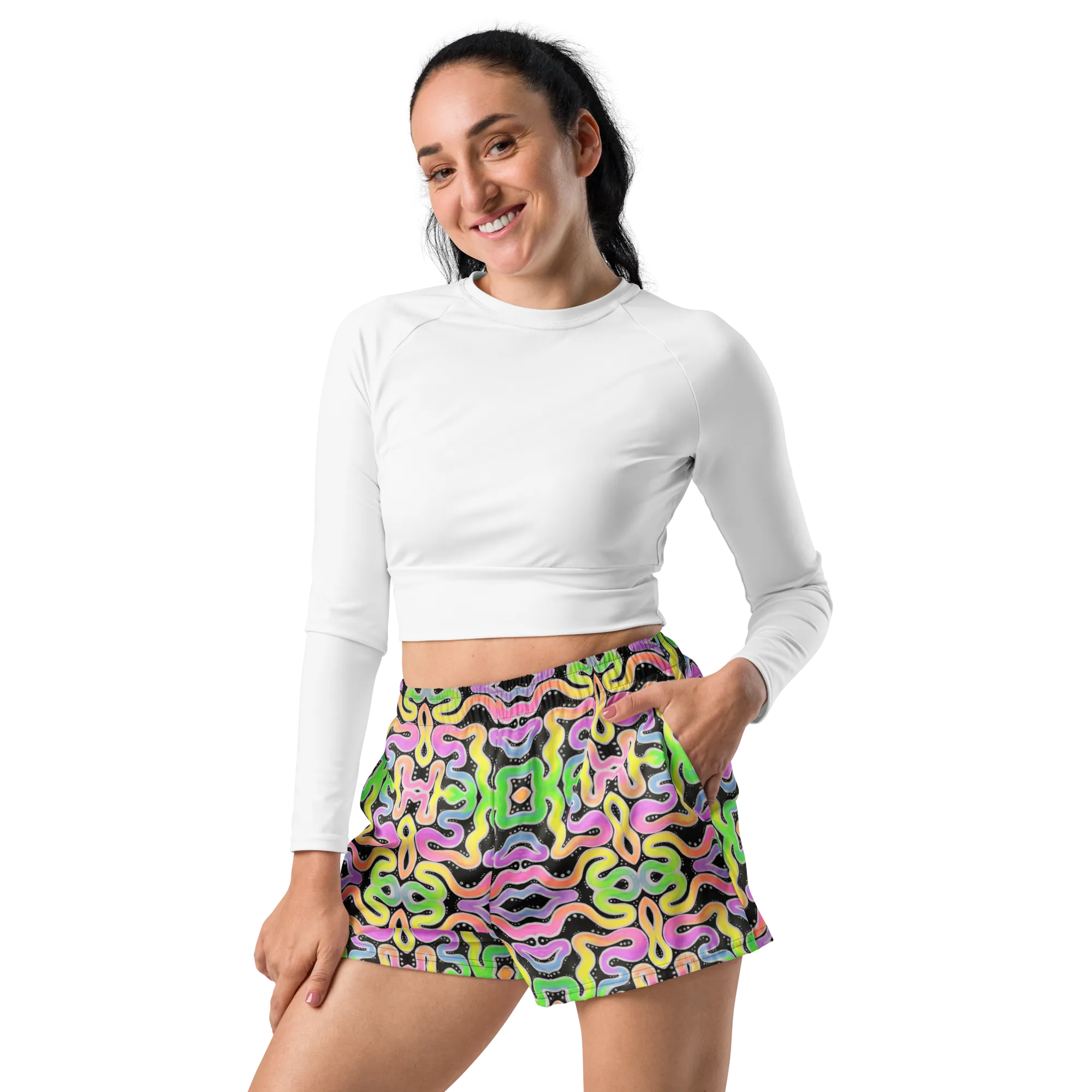 Unisex Running Shorts (Recycled Material)- "Neon Spaghetti" Design