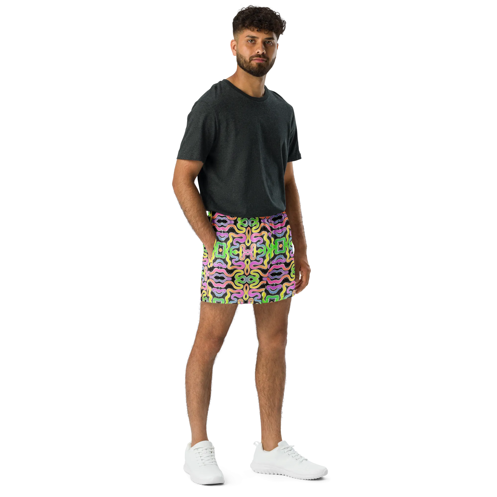 Unisex Running Shorts (Recycled Material)- "Neon Spaghetti" Design