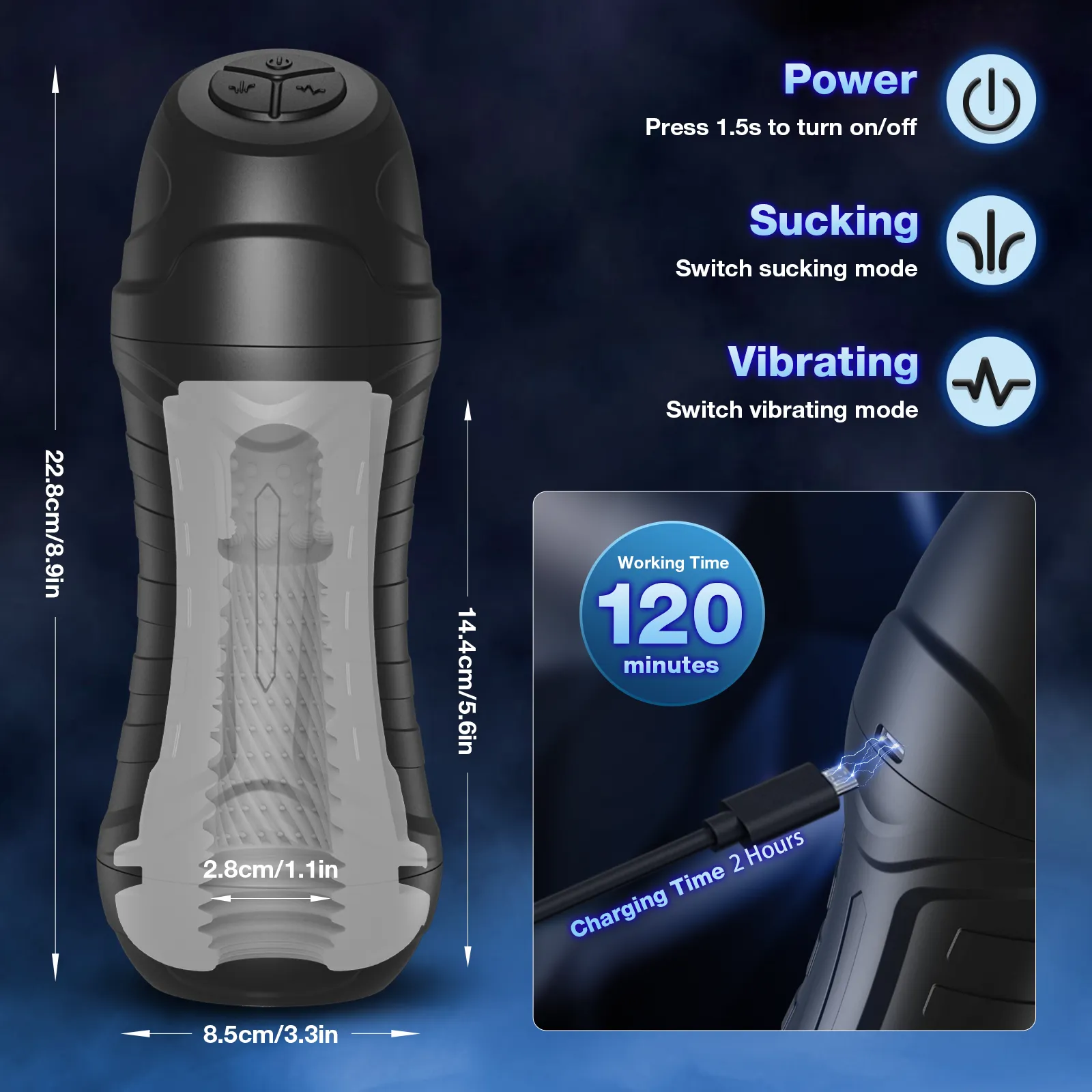 Upgraded Automatic Male Masturbators Cup with 10 Vibration & Suction Modes
