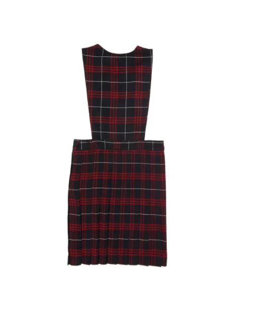 V-Neck Pleated Plaid Jumper {Navy/Red}