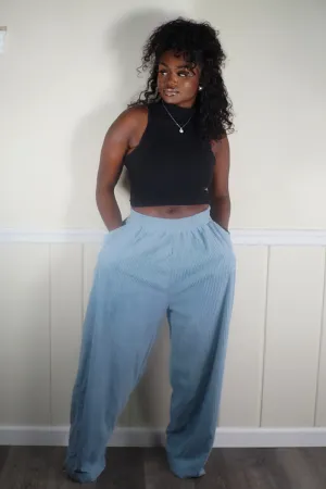 Vacay Babe Wide Leg Pants-Blue
