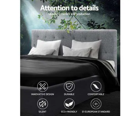 VANKE Bed Frame Base Fabric Headboard Wooden Mattress