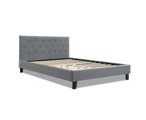 VANKE Bed Frame Base Fabric Headboard Wooden Mattress