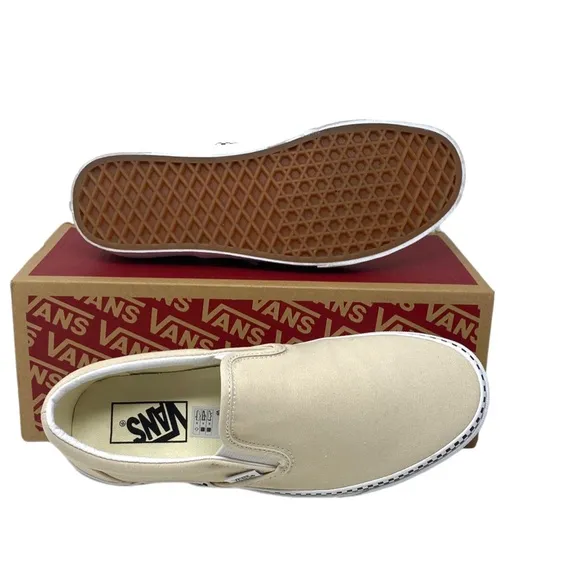 VANS Classic Slip On Checkboard Beige Canvas Women's Size Sneakers VN0A5AO8DJR