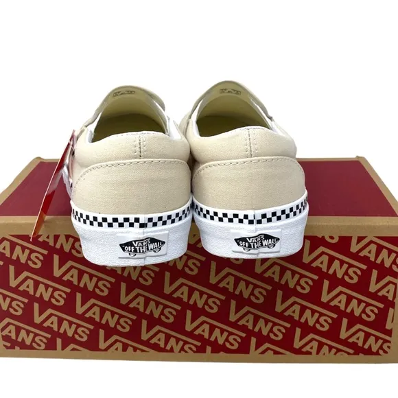 VANS Classic Slip On Checkboard Beige Canvas Women's Size Sneakers VN0A5AO8DJR