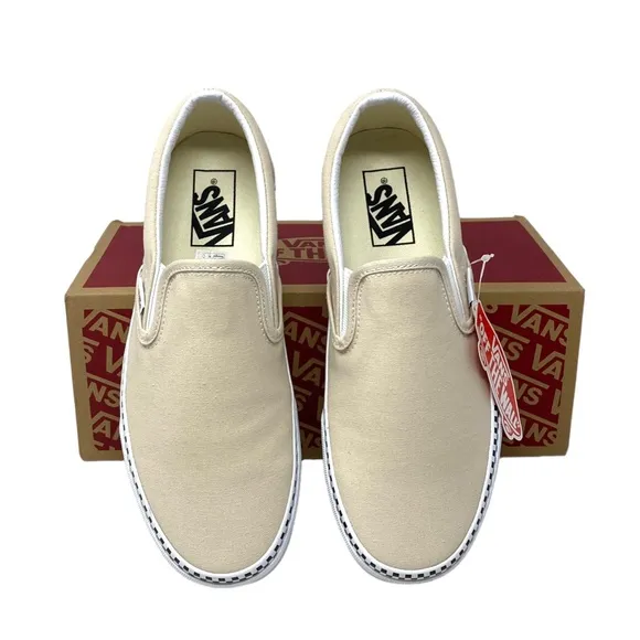VANS Classic Slip On Checkboard Beige Canvas Women's Size Sneakers VN0A5AO8DJR