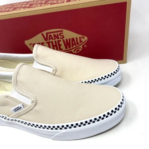 VANS Classic Slip On Checkboard Beige Canvas Women's Size Sneakers VN0A5AO8DJR