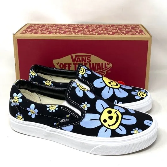VANS Classic Slip On Low Top Black Floral Canvas Men’s Size Sneakers VN0A5JMHY23