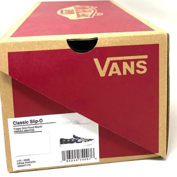 VANS Classic Slip On Low Top Black Floral Canvas Men’s Size Sneakers VN0A5JMHY23